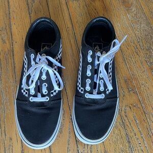 Vans Black Canvas Checkerboard Low-Top Sneakers